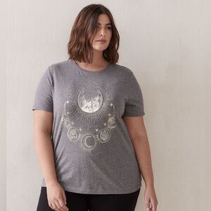 EUC 1X Addition Elle 100% Cotton Gray and Silver Moon T-Shirt